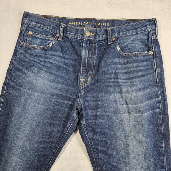 American Eagle Jeans Men 38x29.5 Blue Classic Bootcut Western Denim Dark Wash - Picture 2 of 14